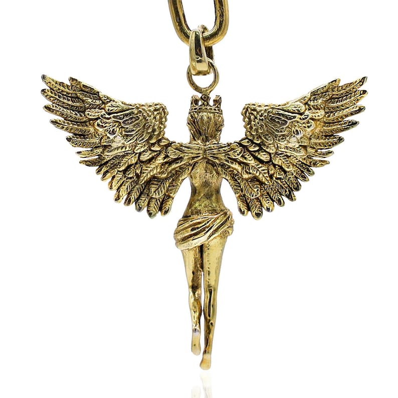Gold Filled Angel Pendant Necklace, Angel Wings Necklace, Paperclip Chain Necklace, Handmade Jewelry image 5