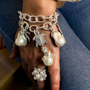 Barock Perle Armband, Silber Bettelarmband, Silber Kette Armband, Edelstein Armband, Armbänder für Frauen, handgemachter Schmuck, Geschenk für sie