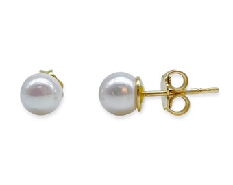 White Pearl Earrings, Pearl Stud Earrings, Dainty Earrings, Minimalist Jewelry, Gold Filled Earrings, Handmade Jewelry, Gift for Her
