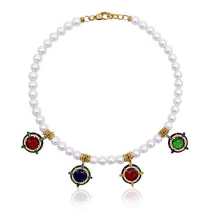 Crystal Charm Pearl Necklace, Pearl Beaded Necklace, Statement Necklace, Pearl Choker, Gemstone Necklace, Handmade Jewelry, Gift for Her