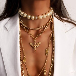 Gold Filled Angel Pendant Necklace, Angel Wings Necklace, Paperclip Chain Necklace, Handmade Jewelry image 8