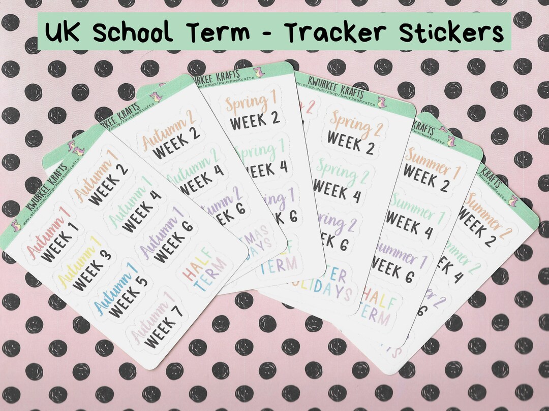UK SCHOOL TERMS Reminder and Planning Stickers Perfect for Etsy