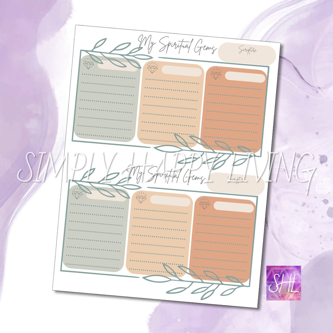 My Spiritual Gems Bible Study Printable - Etsy