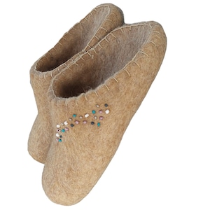 Gevilte wollen huisschoenen zonder rug makkelijk aan te trekken ademend, absorberen vocht warme en comfortabele stijl met kleurrijke kralen.