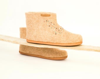 Wool Felted Booties: Breathable Indoor Slippers Warm Shoes
