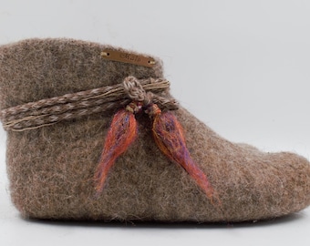 Unisex natural felted slippers /Felted ankle boots