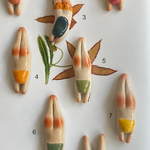 Handmade porcelain magnet and cutlery rest super special - Swimming  by Junty (2025)