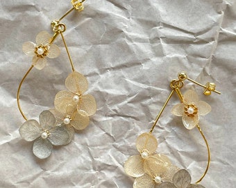 Orecchini a fiori freschi conservati unici fatti a mano