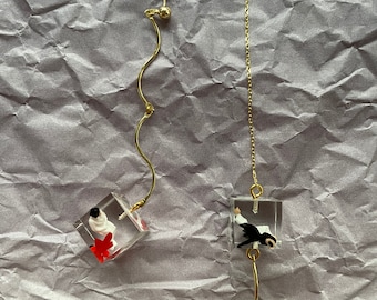 Orecchini unici d'artista fatti a mano "I am a fish"