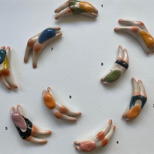 Handmade porcelain magnet and cutlery rest super special &quot;Swimming&quot; by Junty (2024)
