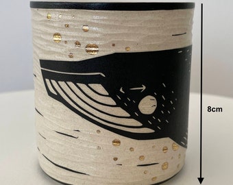 Handmade wood carving style bronzing whale coffee/tea cup