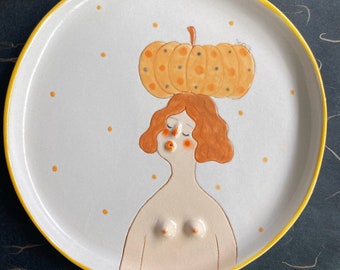 Handmade porcelain UNIQUE artist present plate