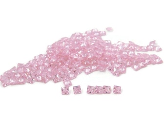 Circonia cúbica rosa: piedra preciosa cuadrada facetada (2-10 mm)