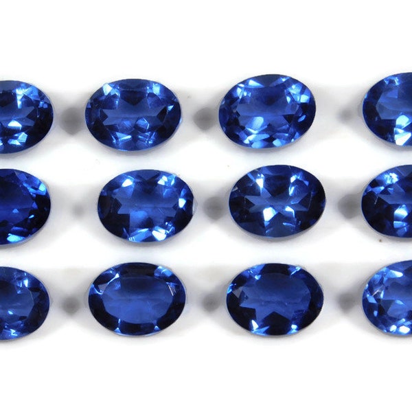 Blue Sapphire doublet quartz Faceted gemstone oval shape 7x9mm to 13x18mm Loose blue sapphire doublet jewelry making stone loose gemstone.