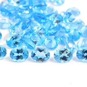 Topazio blu svizzero naturale di forma ovale da 3x4 a 10x14 Pietra preziosa di forma ovale topazio blu di forma ovale, topazio sciolto per la creazione di gioielli in pietra di nascita