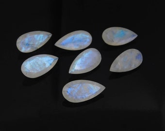 Natural Rainbow Moonstone Pear Gemstone: Faceted Cut, Jewelry Making (5x10mm to 15x30mm)