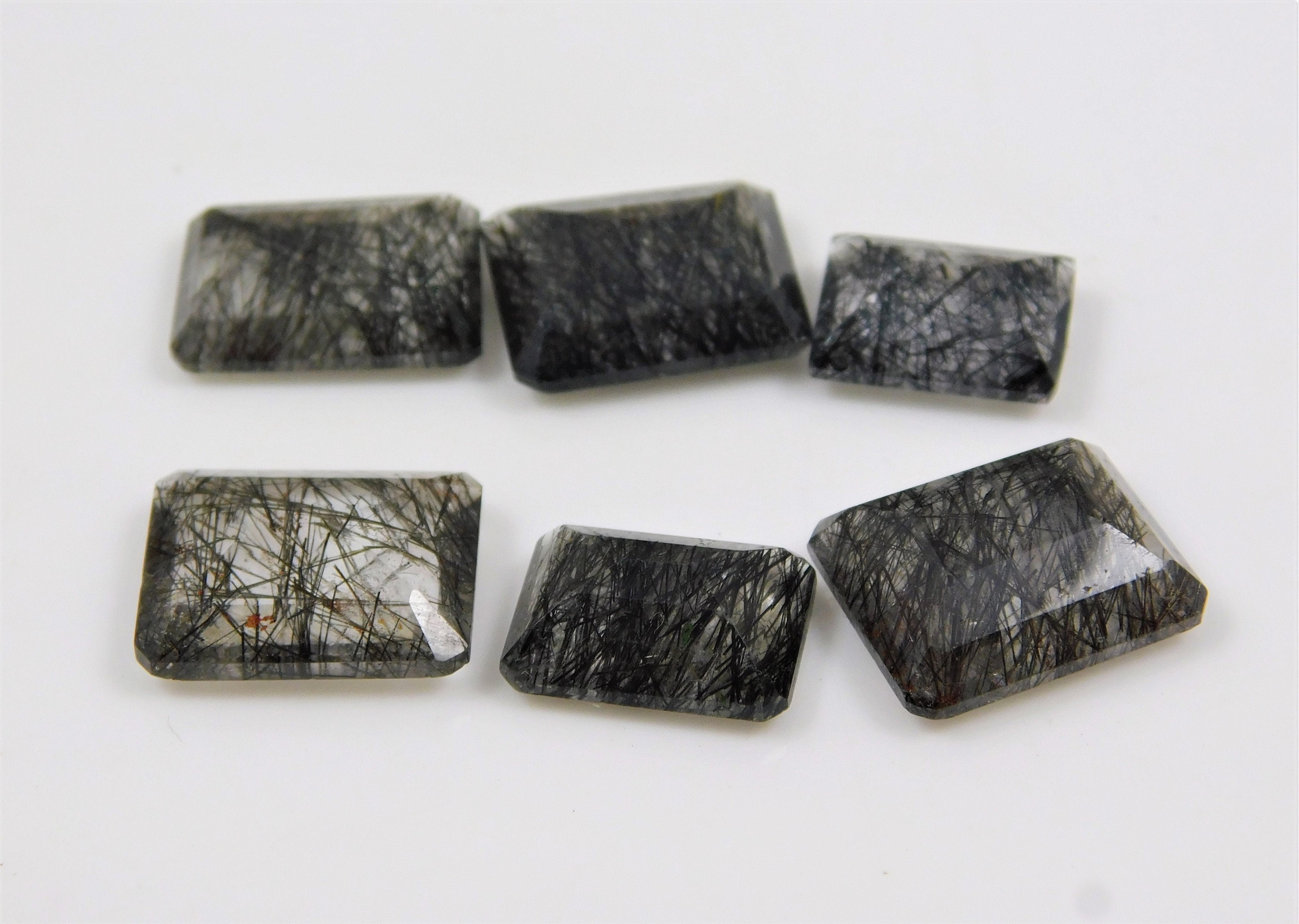 Natürliche schwarz gerutiliert Quarz facettierten Edelsteine | Etsy