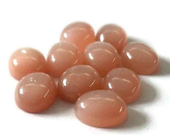 Natural Peach Moonstone Cabochon: Oval Gemstone for Jewelry Making