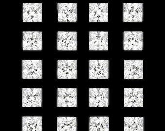 Faceted Square White CZ Cubic Zirconia: VVS Quality (1.5-6mm)