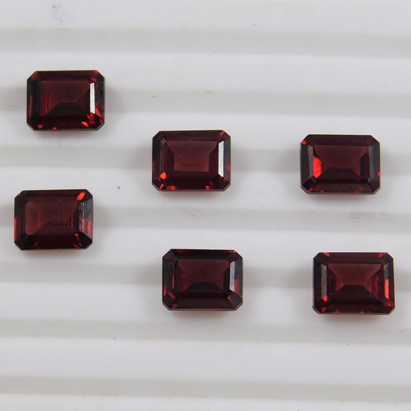 Natural Garnet Faceted Emerald Cut Octagon Shape Gemstone Size 4x6, 5x7, 6x8, 7x9, 8x10, 9x11mm Red Garnet Jewelry Making Gems Loose Garnet