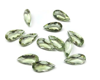Facettierte Grüner Amethyst Edelstein: Lange Pear Form, 5 x 10 mm-10 x 20 mm
