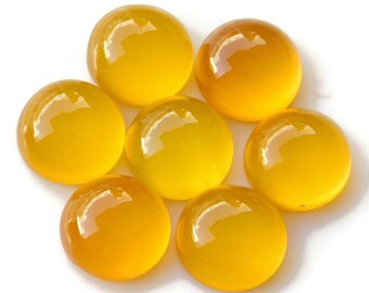 Natural Mango Chalcedony Cabochon: Round Flat Back Gemstone (4x4mm to 30x30mm)