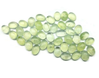 Natural Green Prehnite Cabochon: Oval Gemstone for Ring Making