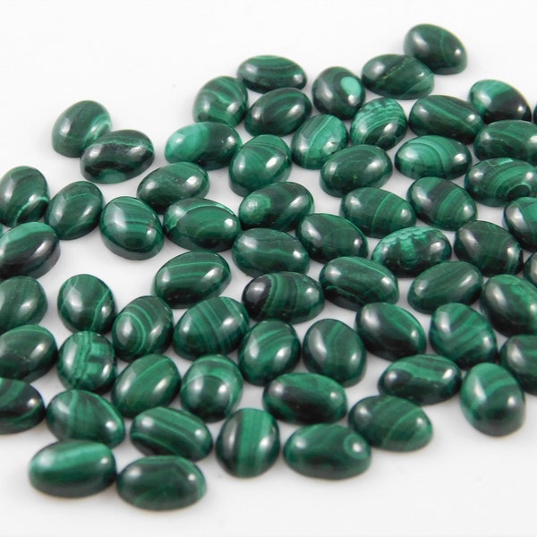 AAA Dark Green Malachite Cabochon Oval Shape .Size 4x6, 5x7, 6x8, 7x9, 8x10, 9x11, 10x12, 10x14mm Back Side Flat for jewelry making gemstone