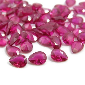 Ruby red CZ Cubic Zirconia faceted cut pear shape calibrated size 2x3mm to 8x12mm VVS Eye Clean Quality