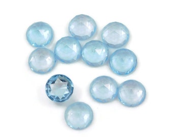 AAA Sky Blue Topaz Gemstone: Round Rose Cut Stone (5x5mm to 12x12mm)