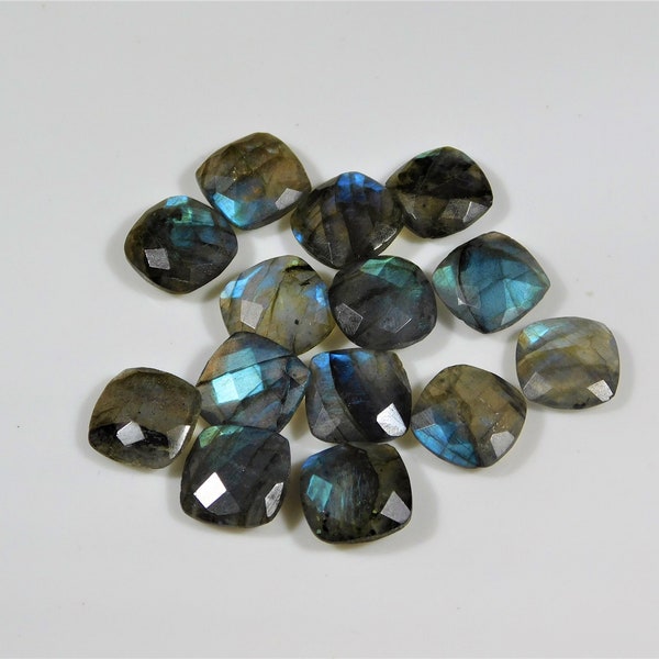 Bleu flashy labradorite bijoux fabrication pierre précieuse labradorite briolette joli bleu brillant flashy coussin forme taille 7x7 à 12x12mm