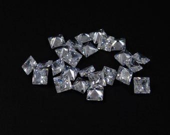 Gefacetteerd vierkant wit zirkonia: VVS-kwaliteit (1,5-6 mm)
