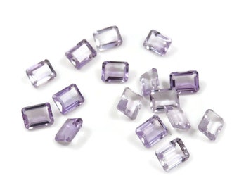 Faceted Pink Amethyst Gemstone: Emerald Cut Octagon, Calibrated Sizes