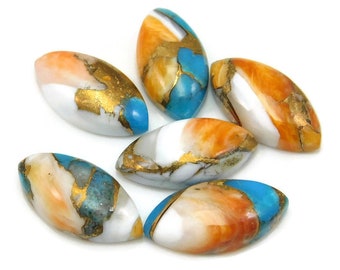 Marquise Spiny Oyster Cabochon: Kupfer Türkis Mohave Edelstein (5x10 bis 12 x 24 mm)