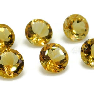 Natural Citrine Faceted Gemstone - Round Shape Yellow Color Jewelry Making Stone Calibrated Sizes 3x3mm to 15x15mm - Loose Citrine Gemstone.