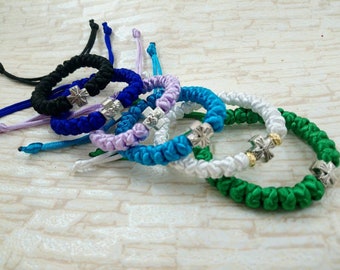 Ukraine bracelet Orthodox Adjustable Prayer Rope thick komboskini knotted Rosary metallic cross Brojanica chotki