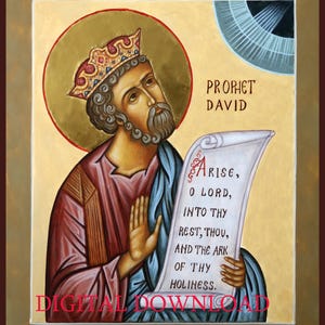 Orthodox icon Saint Prophet David Digital INSTANT DOWNLOAD Hand painted iconography Sunday school Printable Christian PDF jpg Christian Wall