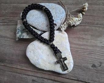 Blessed Chotki 33/50/100 knots Bronze Cross Orthodox Rosary Prayer Rope komboskini Brojanica