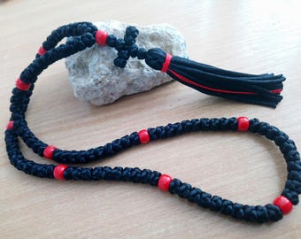 Black Orthodox Prayer Rope: 100 Knots, Chotki, Knotted Rosary