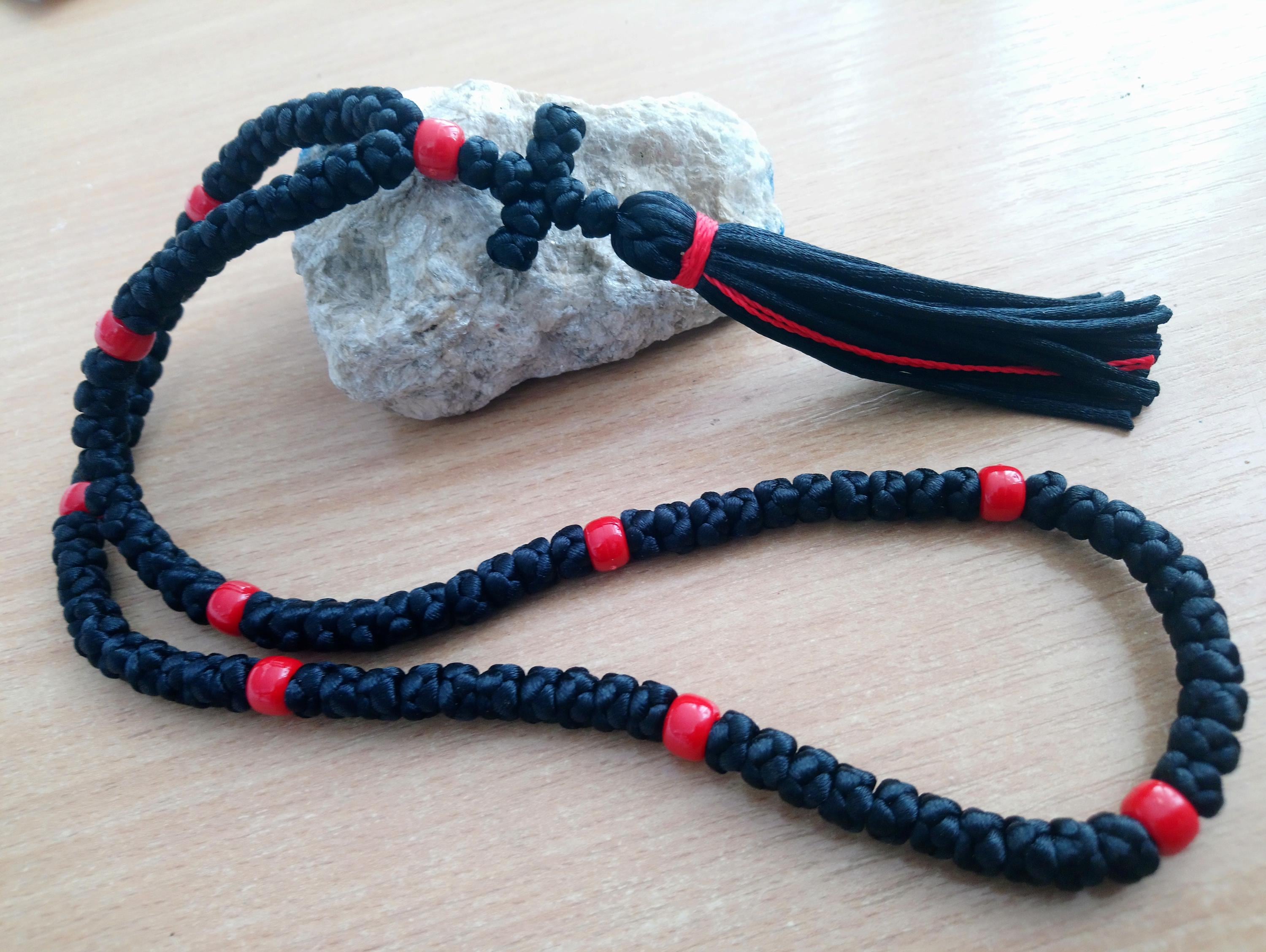 Black Orthodox Prayer Rope: 100 Knots, Chotki, Knotted Rosary