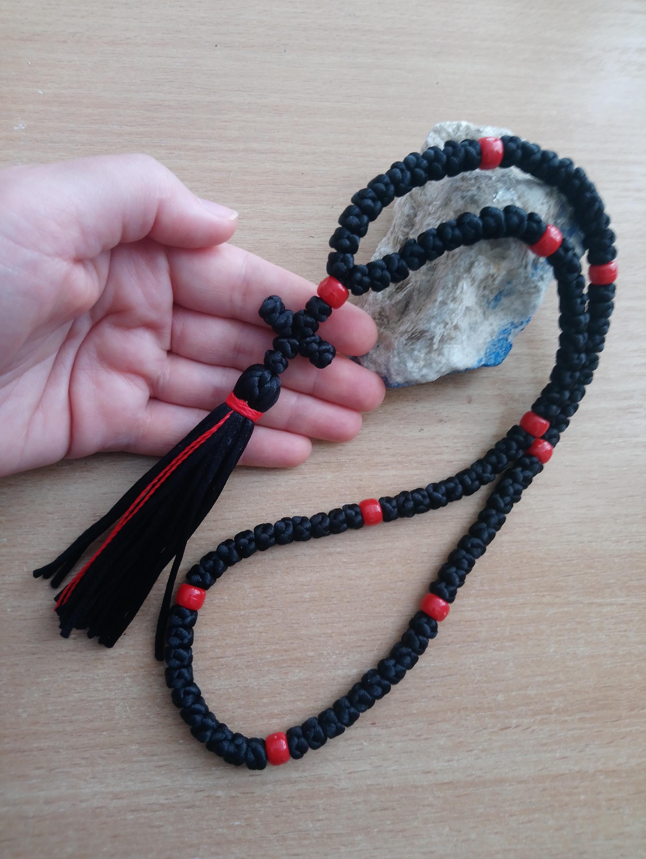 Black Orthodox Prayer Rope: 100 Knots, Chotki, Knotted Rosary