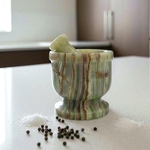 Handmade Onyx Mortar and Pestle Set: 4-inch Stone Grinder