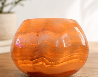 Portavelas de ónix natural, portavelas de piedra hecho a mano para velas pequeñas, decoración vintage para el hogar, iluminación ambiental.