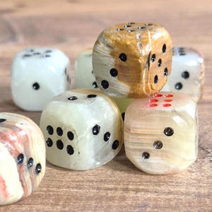 Handcrafted Natural Onyx Stone Dice Set - D&D Polyhedral Gemstone Gaming Dice for Tabletop