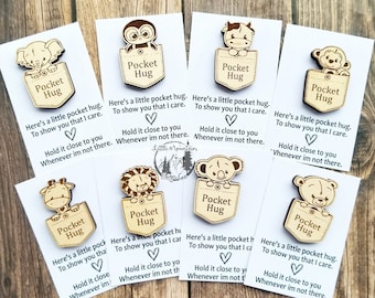 I Love You token Birthday Gift Personalised birthday Present DD2323 Wooden Token Pocket Hug