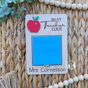 Personalized Teacher Post It Note Holder, Best Teacher Ever, 3D, Apple, Teacher Appreciation Gifts, Back to School, Note Pad, Christmas Gift