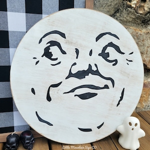 Man in the Moon Vintage Sign, Halloween Sign, Moon face sign, Vintage, Rustic, Retro, Wood Sign, Distressed, Farmhouse, Fall, October 31st
