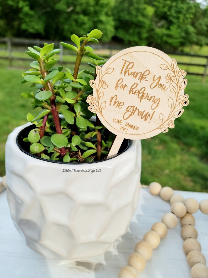 Thank You for Helping Me Grow Plant Stake Teacher Gift Etsy
