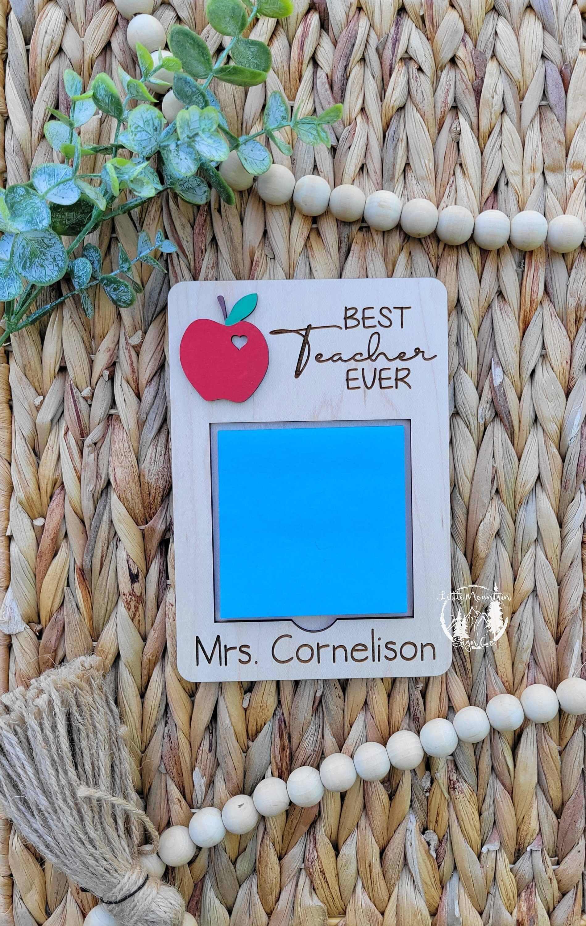 Personalized Teacher Post It Note Holder, Best Teacher Ever, 3D, Apple ...