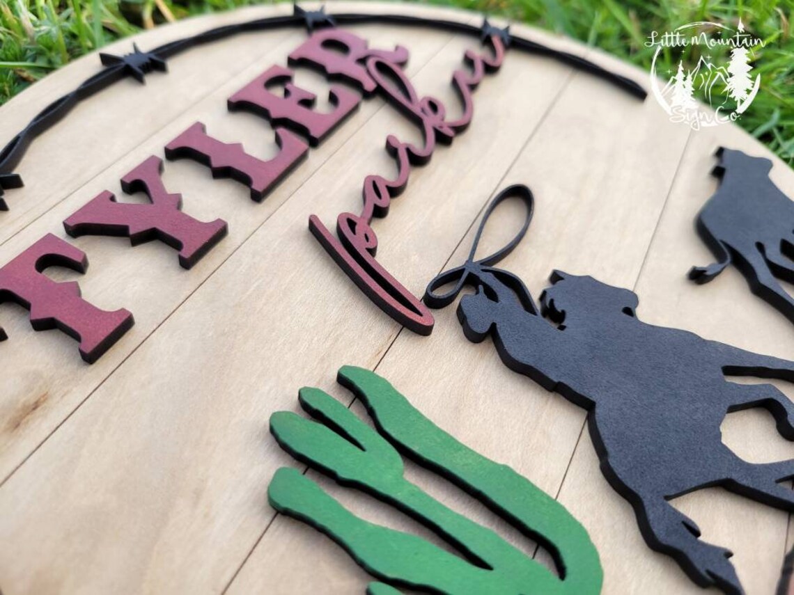 Western Cowboy Roping Calf Name Sign Personalized Nursery - Etsy